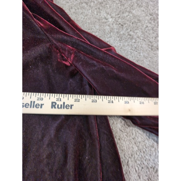 Roberta Womens Velvet Open Front Jacket Burgundy Shawl Collar Style Smal - Picture 6 of 8
